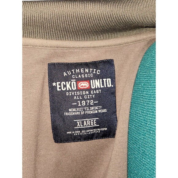 Men's Ecko Unltd Full-Zip Lightweight Jacket Size XL Green Plaid Pockets Blend - Picture 2 of 7